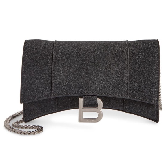 ❌❌❌SOLD❌❌❌BALENCIAGA Extra Small Hourglass Sparkle Wallet on a Chain - Picture 2 of 15